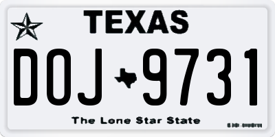 TX license plate DOJ9731