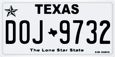 TX license plate DOJ9732