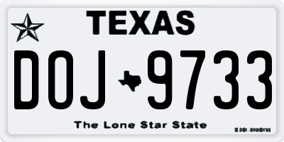 TX license plate DOJ9733