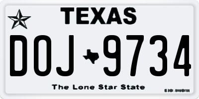 TX license plate DOJ9734
