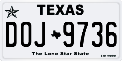 TX license plate DOJ9736
