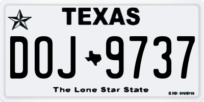 TX license plate DOJ9737
