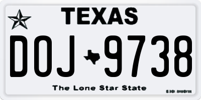 TX license plate DOJ9738