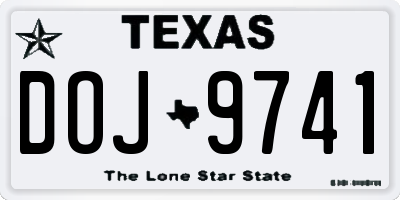 TX license plate DOJ9741
