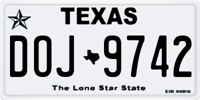 TX license plate DOJ9742