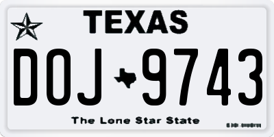 TX license plate DOJ9743