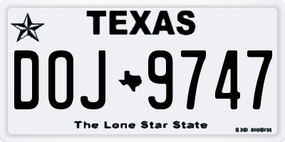 TX license plate DOJ9747