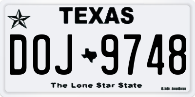 TX license plate DOJ9748