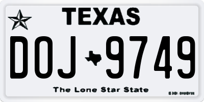 TX license plate DOJ9749