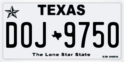 TX license plate DOJ9750