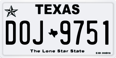 TX license plate DOJ9751
