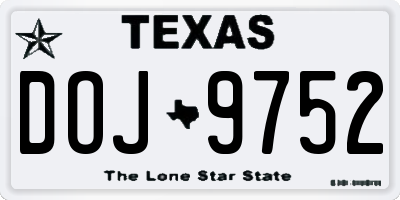 TX license plate DOJ9752