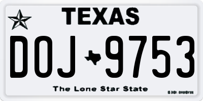 TX license plate DOJ9753