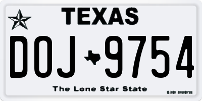 TX license plate DOJ9754