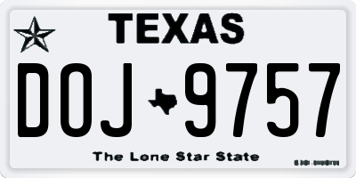 TX license plate DOJ9757