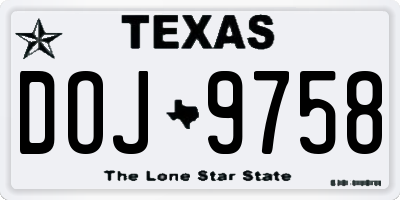 TX license plate DOJ9758
