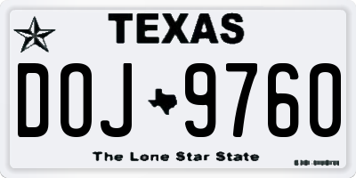 TX license plate DOJ9760