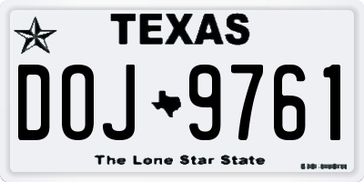TX license plate DOJ9761