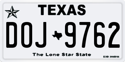 TX license plate DOJ9762