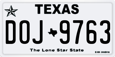 TX license plate DOJ9763