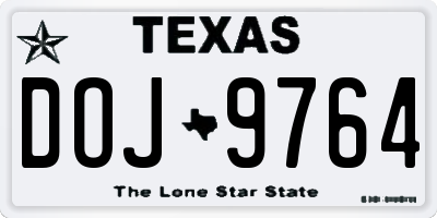TX license plate DOJ9764
