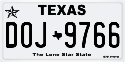 TX license plate DOJ9766