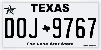 TX license plate DOJ9767