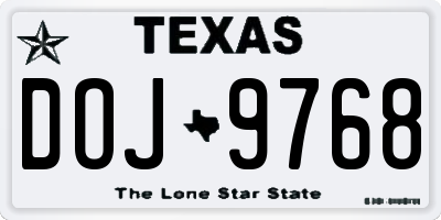 TX license plate DOJ9768