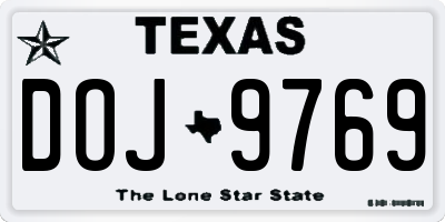 TX license plate DOJ9769