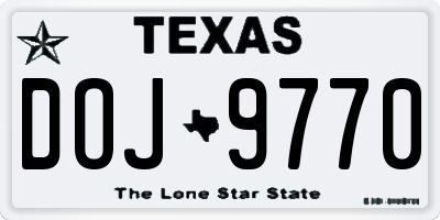 TX license plate DOJ9770