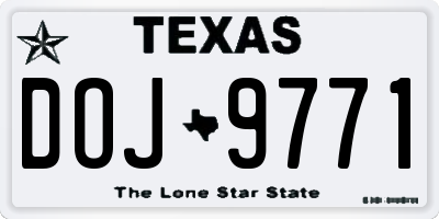 TX license plate DOJ9771