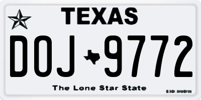 TX license plate DOJ9772