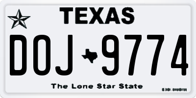 TX license plate DOJ9774