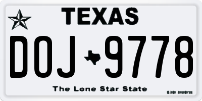 TX license plate DOJ9778