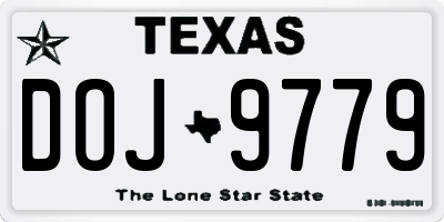 TX license plate DOJ9779