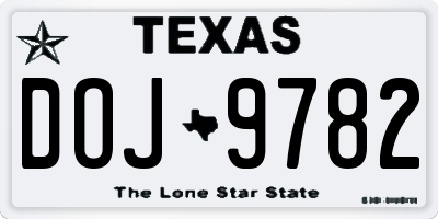 TX license plate DOJ9782