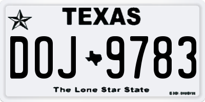 TX license plate DOJ9783