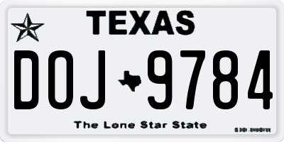 TX license plate DOJ9784