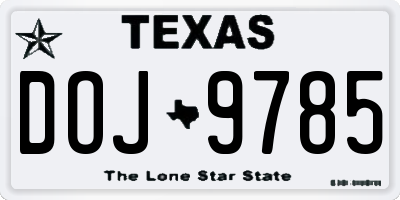 TX license plate DOJ9785