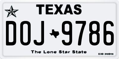 TX license plate DOJ9786