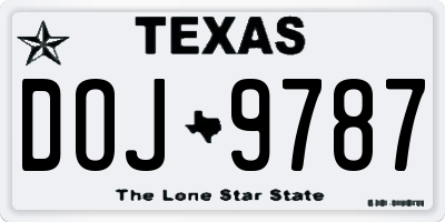 TX license plate DOJ9787
