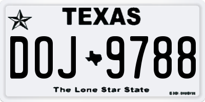 TX license plate DOJ9788