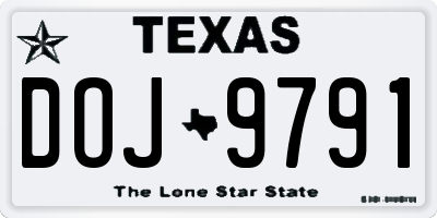 TX license plate DOJ9791