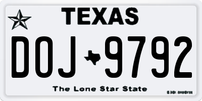 TX license plate DOJ9792