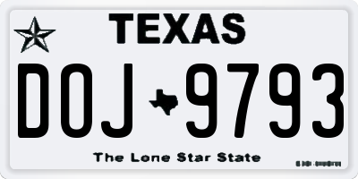 TX license plate DOJ9793