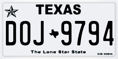 TX license plate DOJ9794