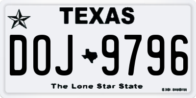 TX license plate DOJ9796