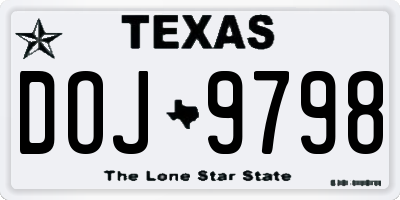 TX license plate DOJ9798
