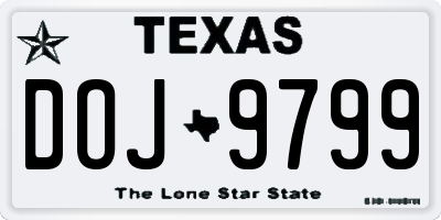 TX license plate DOJ9799
