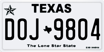 TX license plate DOJ9804